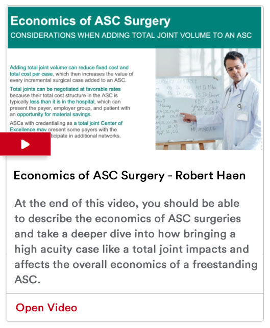 Economics of ASC Surgery - Robert Haen Video Image