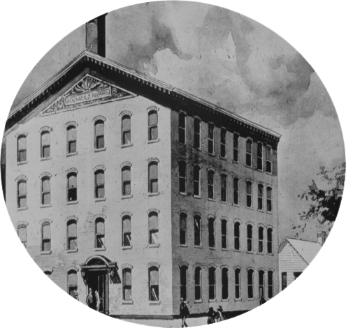 Uma imagem do primeiro edifício da Johnson & Johnson no site JnJInstitute.com.