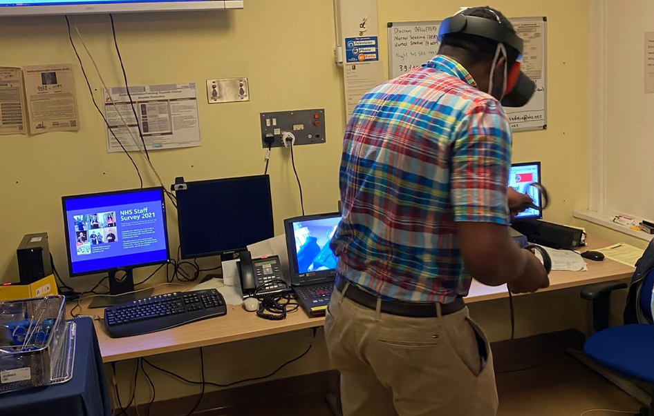 Image of a HCP using a VR head set