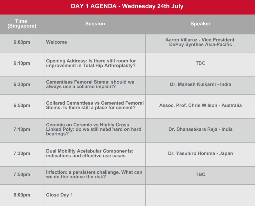 Day 1 agenda