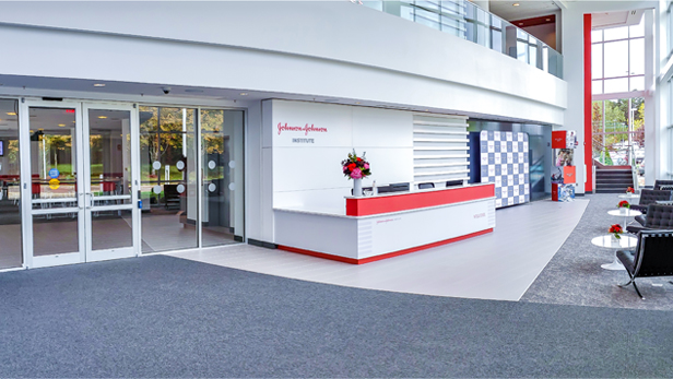Front lobby of the Johnson & Johnson Institute facility location in Raynham, MA.