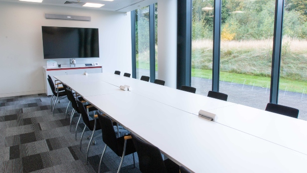 Green conference room located in Johnson & Johnson Institute in Wokingham, United Kingdom