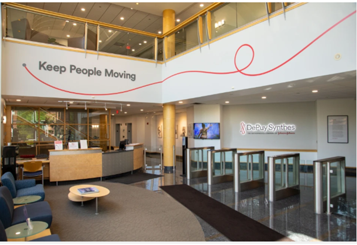 Front lobby of the Johnson & Johnson Institute facility located in West Chester, PA.