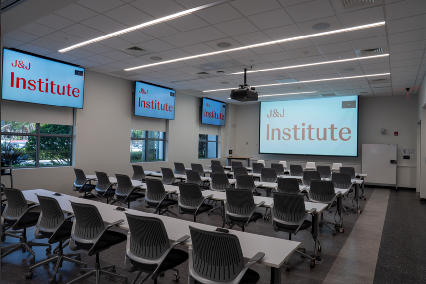 Large training room in the Johnson & Johnson Institute facility location in Palm Beach Gardens, FL