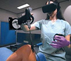 A Cover Image of a HCP using JNJ Institute VR Technology for the article: "J&J Institute Continues to Power Surgical Training with Virtual Reality"