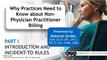 An image of the "Why Practices Need to Know about Non-Physician Practitioner Billing - Introduction and Incident-To-Rules" video on the JnJInstitute.com website.
