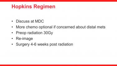 An image displaying the "Hopkins Regimen" as an approach for remediation of rectal cancer.
