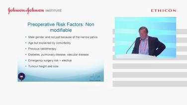 An image of the "Anastomosis Management Strategies with Neil Mortensen, MD" video on the JnJInstitute.com website.