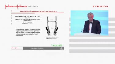 An image displaying Thomas Golda presenting on "Anastomotic Techniques in LAR: Does one size fit all?".