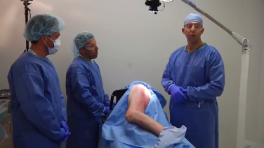 An image of the "RECLAIM® Revision Hip System via Posterior ETO - Extended Trochanteric Osteotomy Exposure (ETO) with James Germano, MD" video on the JnJInstitute.com website.