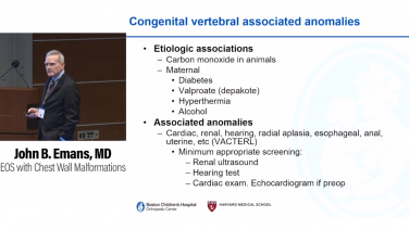 An image from the "Congenital Vertebral & Chest Wall Deformity: Managing Early Onset Scoliosis with John Emans, MD" video on the JnJInstitute.com website.