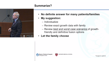 An image from the "Growth Friendly Diagnosis vs. Definitive Fusion with John Emans, MD" video on the JnJInstitute.com website.