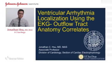 An image from the "Ventricular Arrhythmia Localization Using the EKG: Outflow Tract Anatomy Correlates with Jonathan Hsu, MD" video on the JnJInstitute.com website.