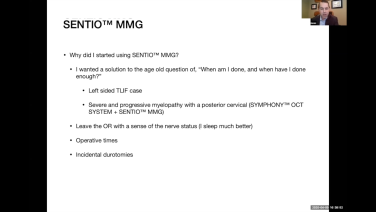 An image from the "SpineTIME: Understanding Nerve Status: Sentio™ MMG for use in Decompressions" video on the JnJInstitute.com website.