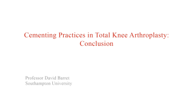 An image from the "Cementing Practices in Total Knee Arthroplasty: Summary and Review of Key Principles" video on the JnJInstitue.com website.