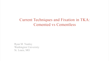 An image from the "Current Techniques & Fixation in Total Knee Arthroplasty: Background & Experience" video on the JnJInstitute.com website.