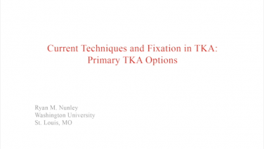 An image from the "Current Techniques & Fixation in Total Knee Arthroplasty: Cementless Implant Options" video on the JnJInstitute.com website.