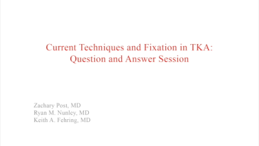 an image of "Current Techniques & Fixation in Total Knee Arthroplasty: Frequently Asked Questions" video on jnjinstitute.com