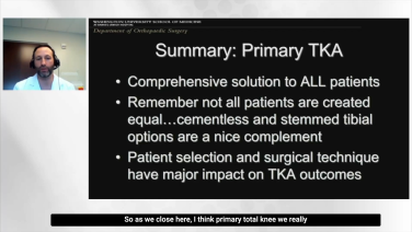 An image from the "Current Techniques & Fixation in Total Knee Arthroplasty: Key Principles for Cementing" video on the JnJInstitute.com website.