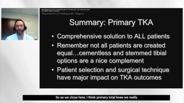 An image from the "Current Techniques & Fixation in Total Knee Arthroplasty: Key Principles for Cementing" video on the JnJInstitute.com website.