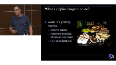 An image from the "Biomaterials in Spinal Fusion: Choosing the Ideal Graft with Jamie Lawrence, MD" video on the JnJInstitute.com website.