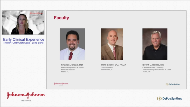 An image from the "Early Clinical Experience - TRUMATCH® Graft Cage – Long Bone" video on the JnJInstitute.com website.