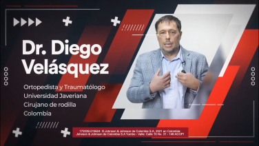An image from the "Grabación de contenido virtual: "Paso a paso en un Reemplazo total de RodillaPostoperatorio" - Dr. Diego Velásquez" video on the JnJInstitute.com website.