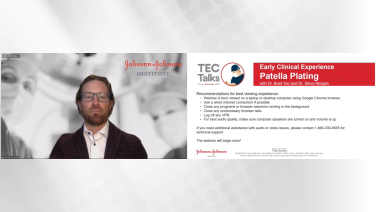 An image from the "Patella Plating TecTalk" video on the JnJInstitute.com website.