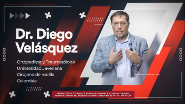 An image from the "Grabación de contenido virtual: " Reemplazo Total de Rodilla -Técnica Quirúrgica V2" Dr. Diego Velásquez" video on the JnJInstitute.com website.