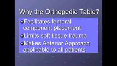 An image from "Anterior Approach: Why the Orthopedic Table with Joel Matta, MD" video on the JnJInstitute.com website.