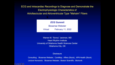 ECG and Intracardiac Recordings to DIagnose and Demonstrate the Electrophysiologic Characteristics of Atriofascicular and Atrioventricular Type "Mahaim" Fibers with Warren" Sonny" Jackman, MD Header Image