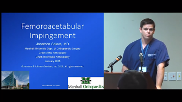 An image of the "Femoroacetabular Impingement Management with Jonathon Salava, MD" video on the JnJInstitute.com website.