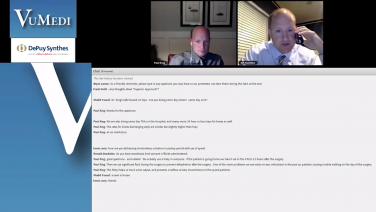 An image from the "Outpatient Anterior Approach Total Hip Arthroplasty Q&A with William Hamilton, MD" video on the JnJInstitute.com website.
