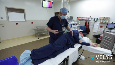 Image from VELYS Hip Navigation Patient Peg Board Positioning Video