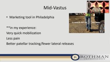Slide from a power point from Surgical Approaches in Total Knee Arthroplasty with Zachary Post, MD