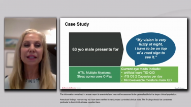 An image from the "MGD in the Cataract Patient – A Case of MGD Treatment Before Cataract Surgery with Dr. Cynthia Matossian" video on the JnJInstitute.com website.