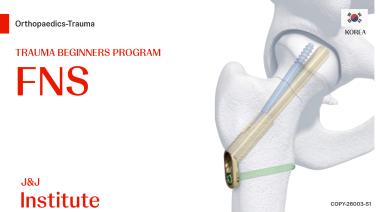 Graphic of a bone with a medical device overlayed from Trauma Beginners Program - FNS
