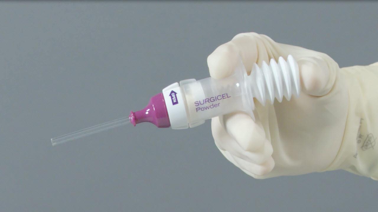 An image from the "SURGICEL Powder Product Overview" video on the JnJInstitute.com website.