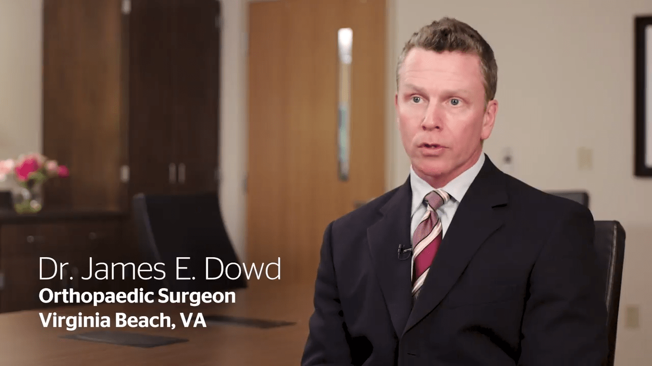 An image from the "DERMABOND® PRINEO® Total Knee Replacement Surgery - Improving Patient Satisfaction with James Dowd, MD" video on the JnJInstitute.com website.