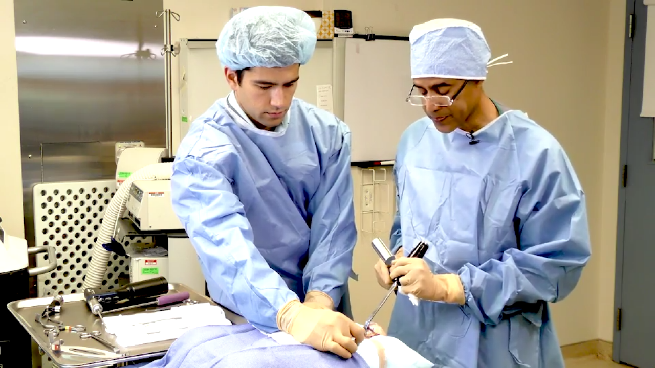 An image of the "Insertional Achilles Tendon Repair by Amol Saxena, DPM" video from the JnJInstitute.com website.