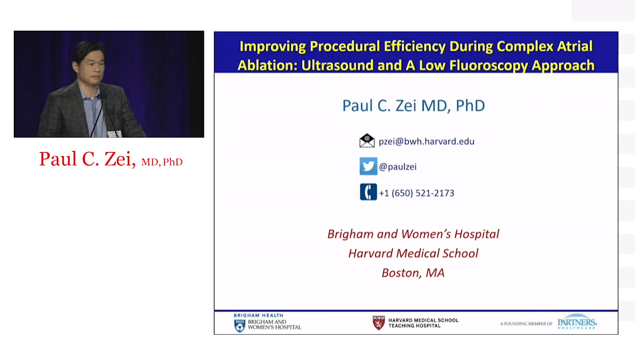 An image of the "Improving Procedural Efficiency During Complex Atrial Ablation: Ultrasound & Low Fluoroscopy Approach with Paul Zei, MD" video on the JnJInsititute.com website.