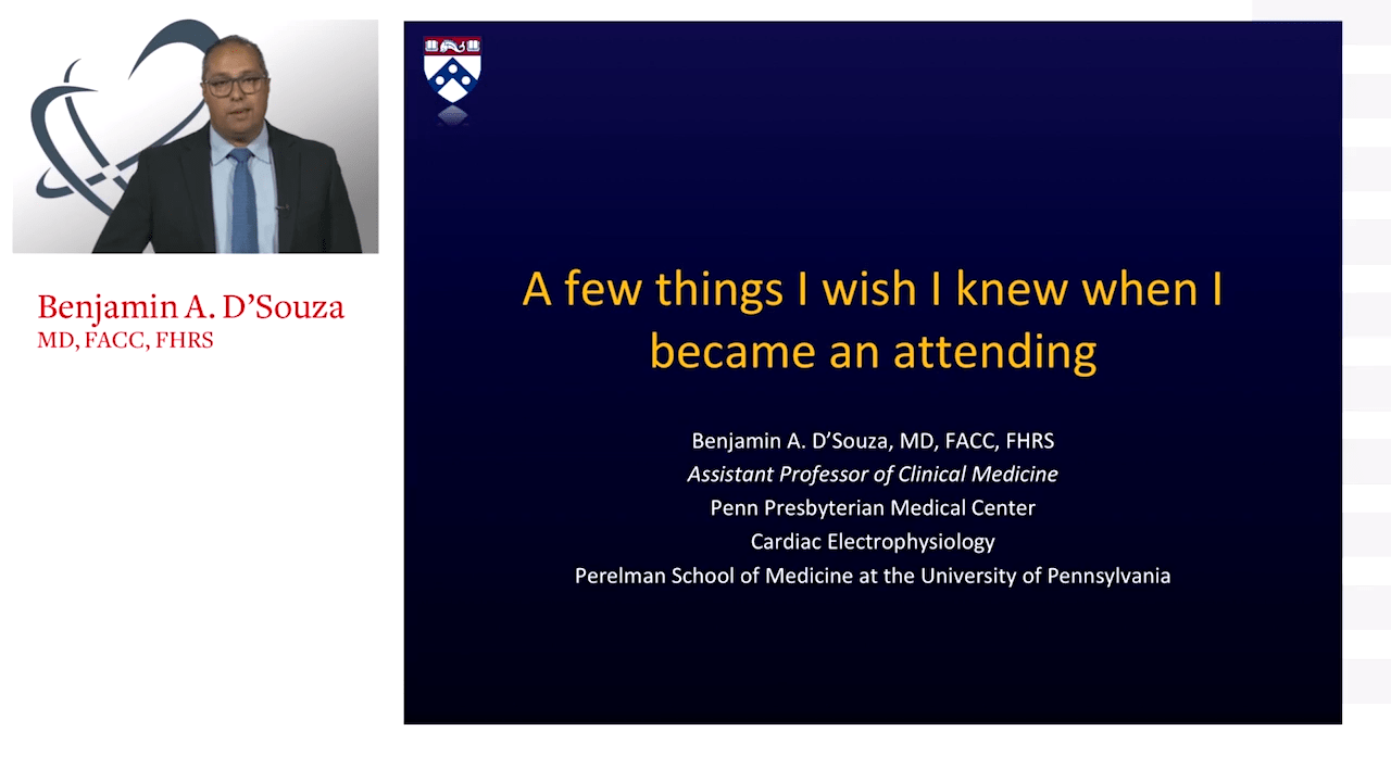 An image of the "Things I Wish I Knew When I Became an Attending with Benjamin D'Souza, MD" video on the JnJInstitute.com website.