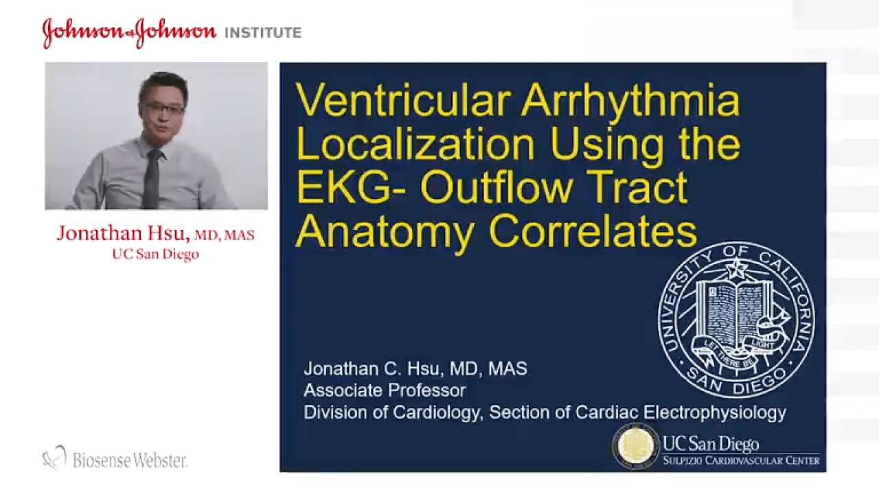 An image from the "Ventricular Arrhythmia Localization Using the EKG: Outflow Tract Anatomy Correlates with Jonathan Hsu, MD" video on the JnJInstitute.com website.