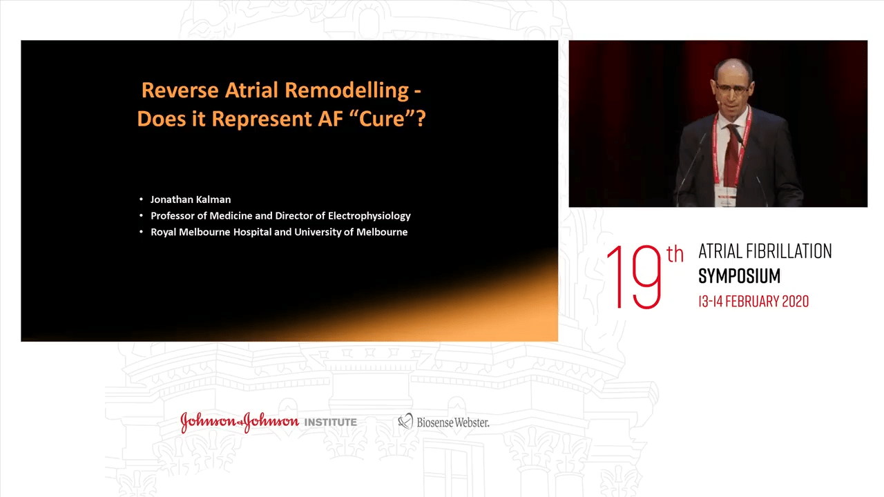 An image from the "AFIB2020: Reverse Remodelling - Does it Represent AF “Cure”? with Prof J. Kalman" video on the JnJInstitute.com website.