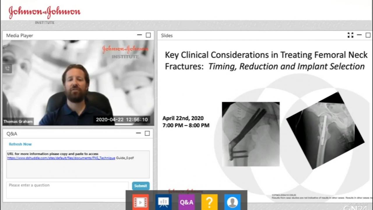 An image from the "Femoral Neck Fractures with Christopher Finkemeier, MD & Eben Carrol, MD" video on the JnJInstitute.com website.