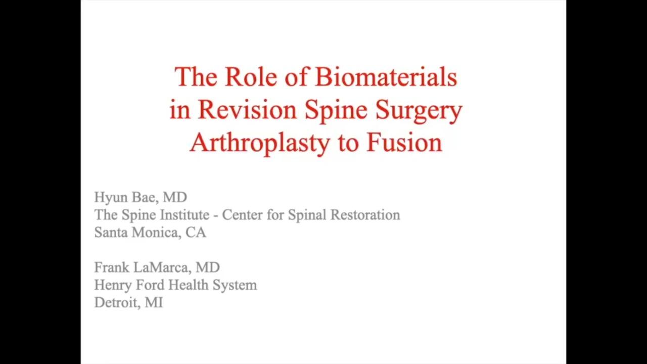 An image from the "The Role of Biomaterials in Revision Surgery: From Arthroplasty to Fusion with Hyun Bae, MD & Frank LaMarca, MD" video on the JnJInstitute.com website.