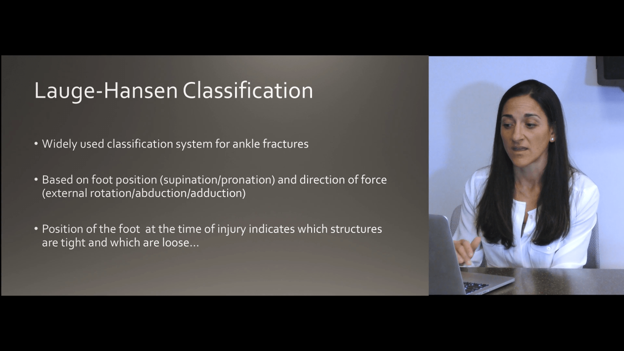 Am image from the "Ankle Fractures Classifications & Approaches: Lauge-Hansen Classification with Megan Paulus, MD" video on the JnJInstitute.com website.