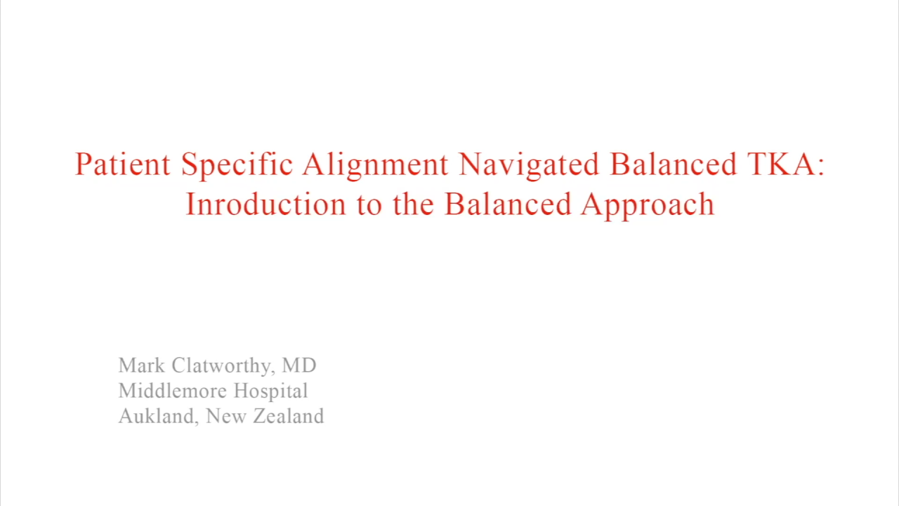 An image from the "Patient Specific Alignment: Tibia First Navigated Balance TKA Approach - Difference in Patients, Introduction to the Balanced TKA Approach" video on the JnJInstitute.com website.