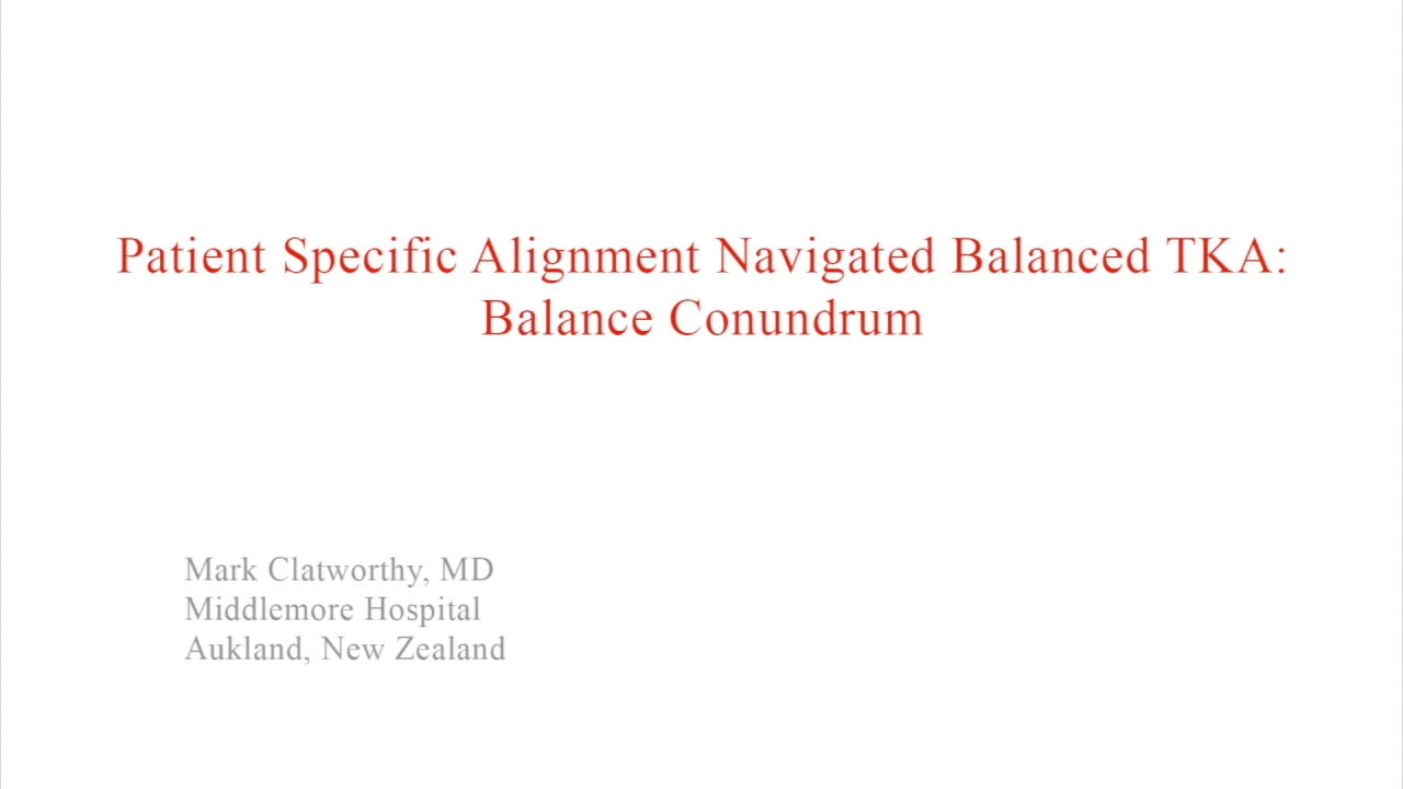 An image from the "Patient Specific Alignment: Tibia First Navigated Balance TKA Approach - Balance Conundrum" video on the JnJInstitute.com website.
