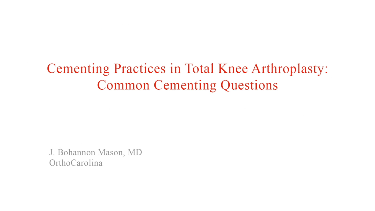 An image from the "Cementing Practices in Total Knee Arthroplasty: Common Cementing Questions" video on the JnJInstitute.com website.